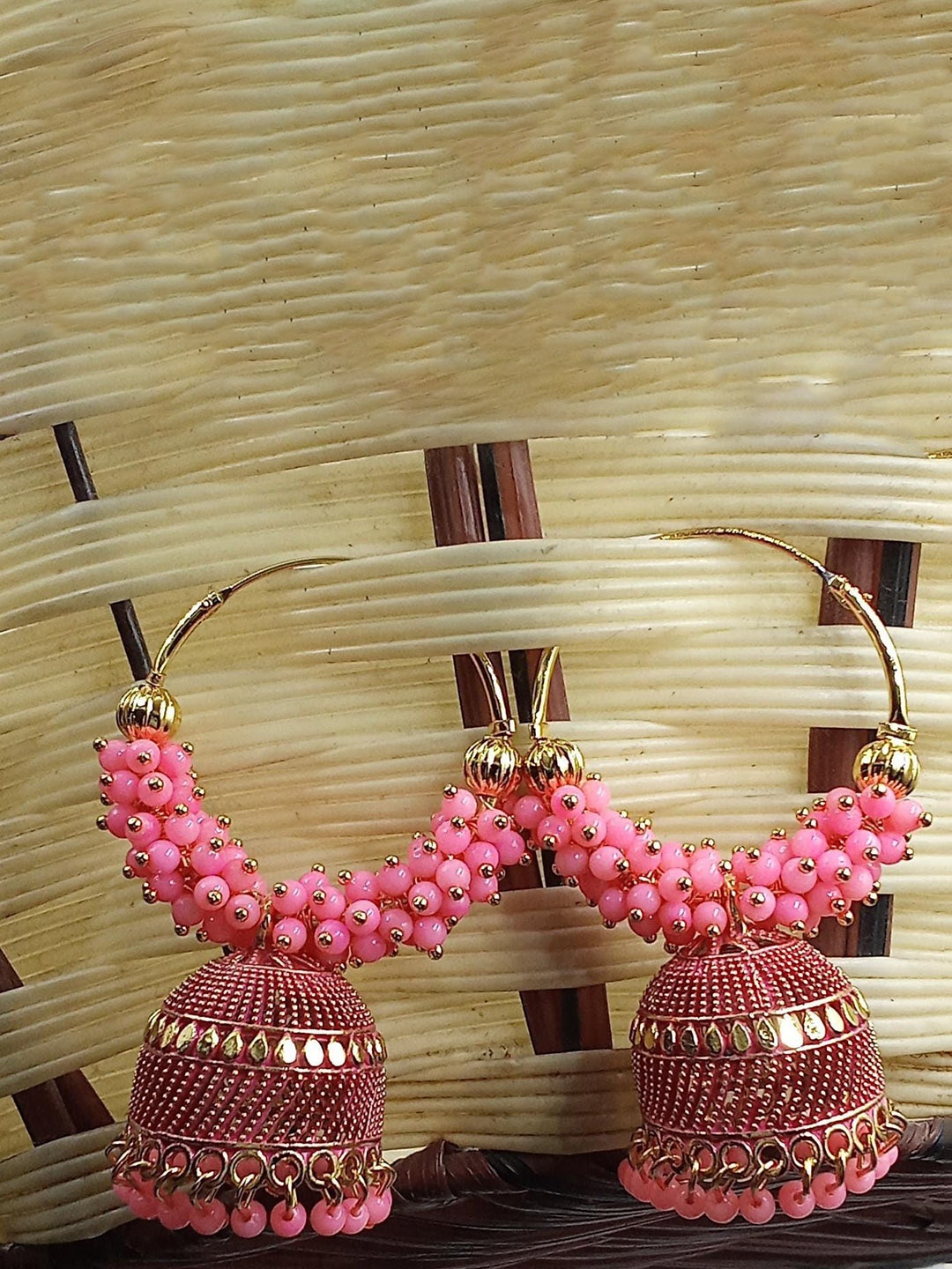 

JMBW INTERNATIONAL Contemporary Jhumkas Earrings, Pink