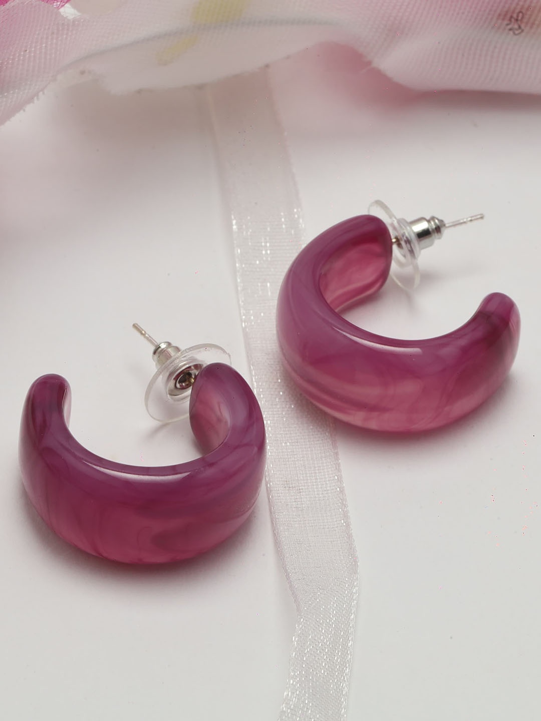 

Maansh Contemporary Half Hoop Earrings, Purple