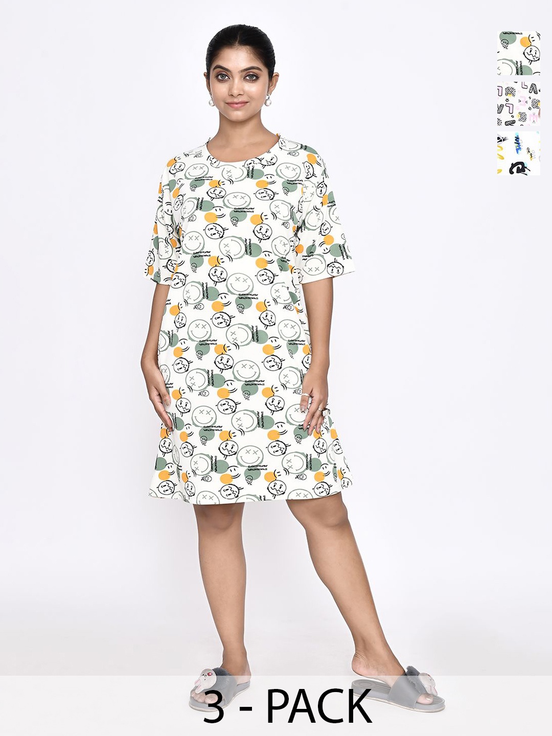 

RAPL Printed Nightdress, White