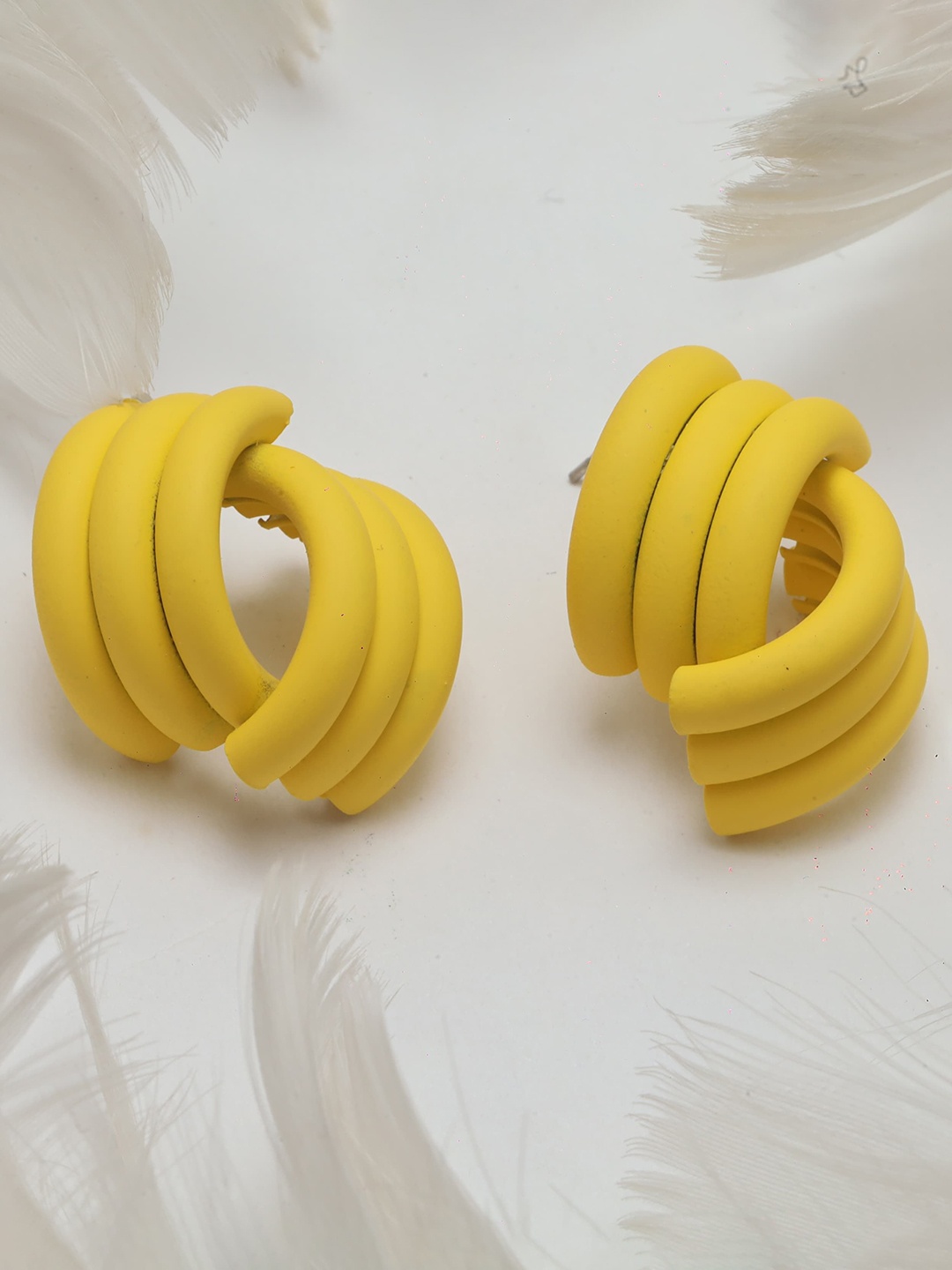 

Maansh Contemporary Half Hoop Earrings, Yellow