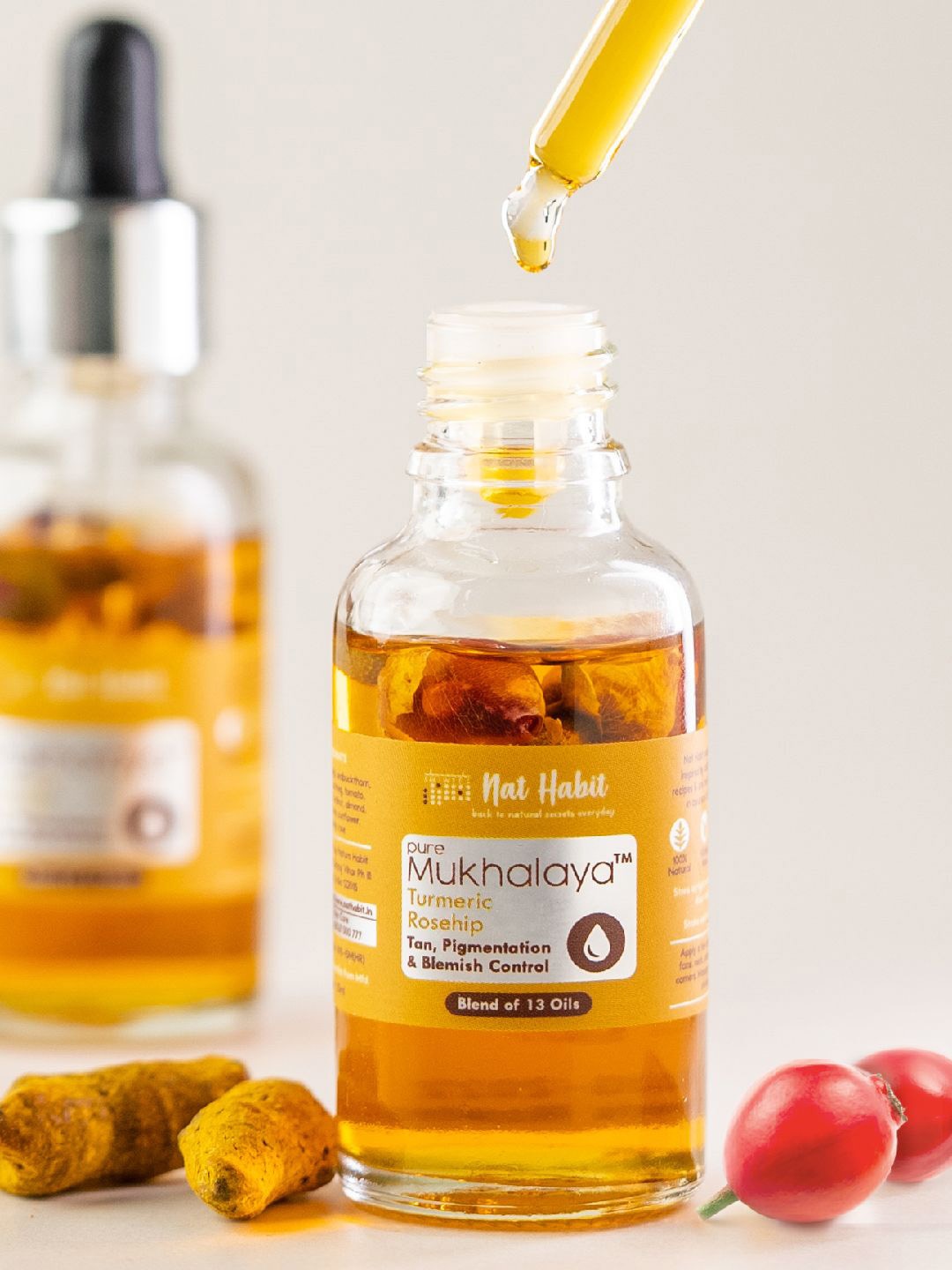 

Nat Habit Mukhalaya Turmeric Rosehip Facial Oil - 15ml, Yellow