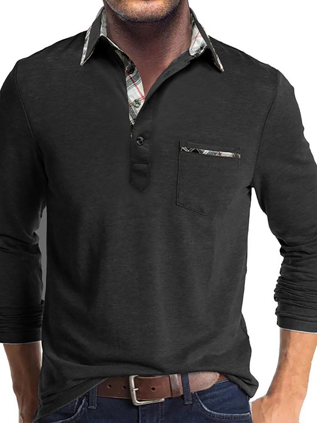 

StyleCast x Revolte Men Polo Collar T-shirt, Black