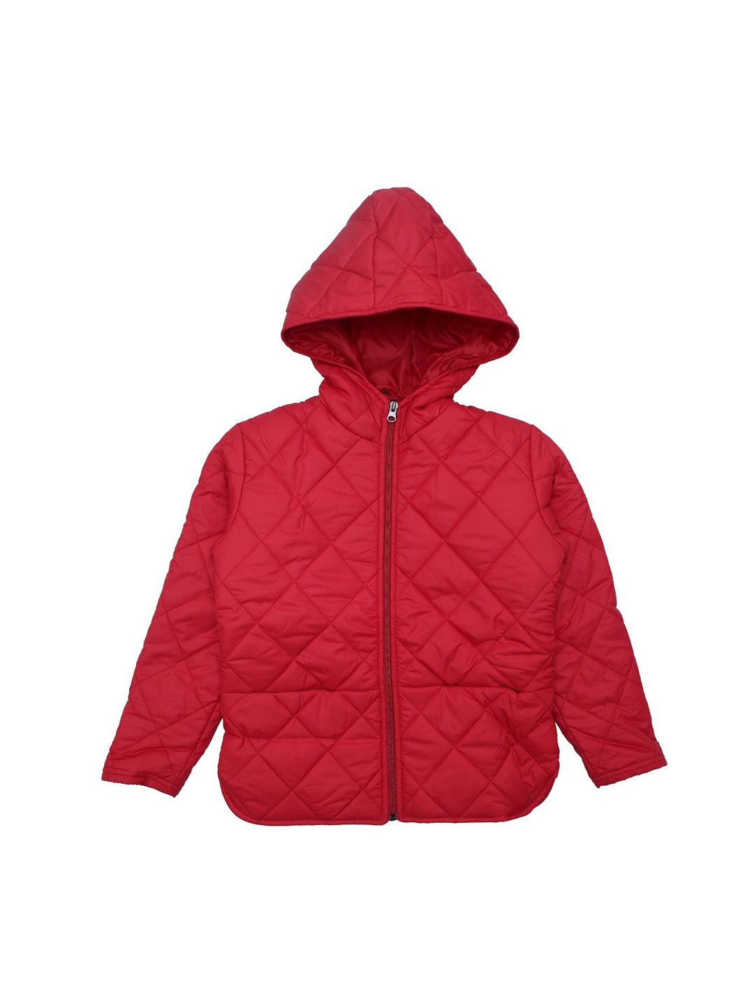 

White Snow Girls Quilted Jacket with Embroidered, Red