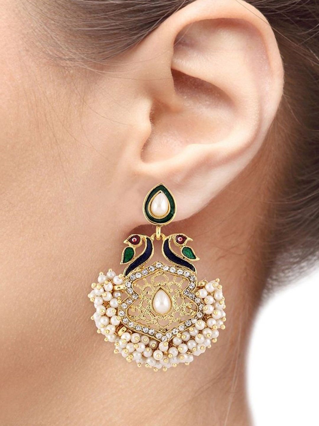 

ZIVOM Peacock Shaped Hoop Earrings, White