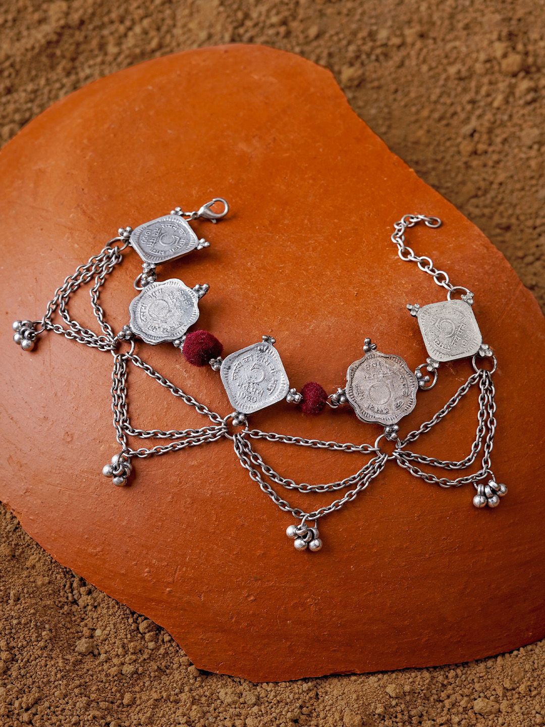 

TEEJH Women Handcrafted Silver-Plated Bangle-Style Bracelet