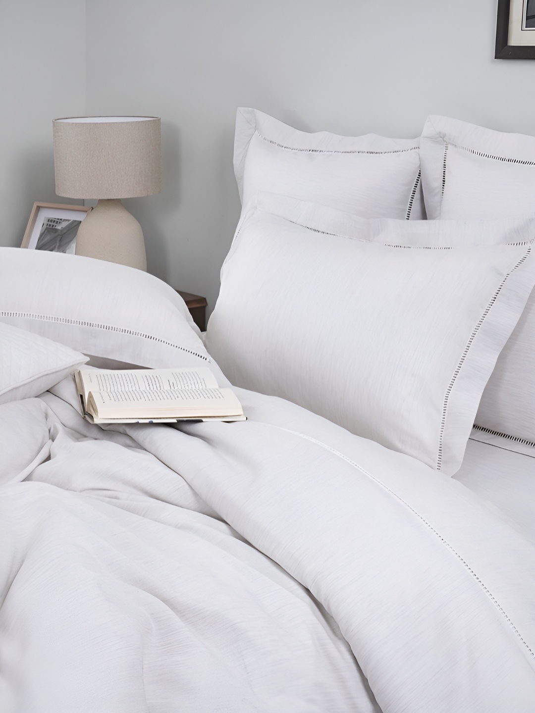 

MASPAR White Double King Duvet Cover With 2 Pcs Pillow Case