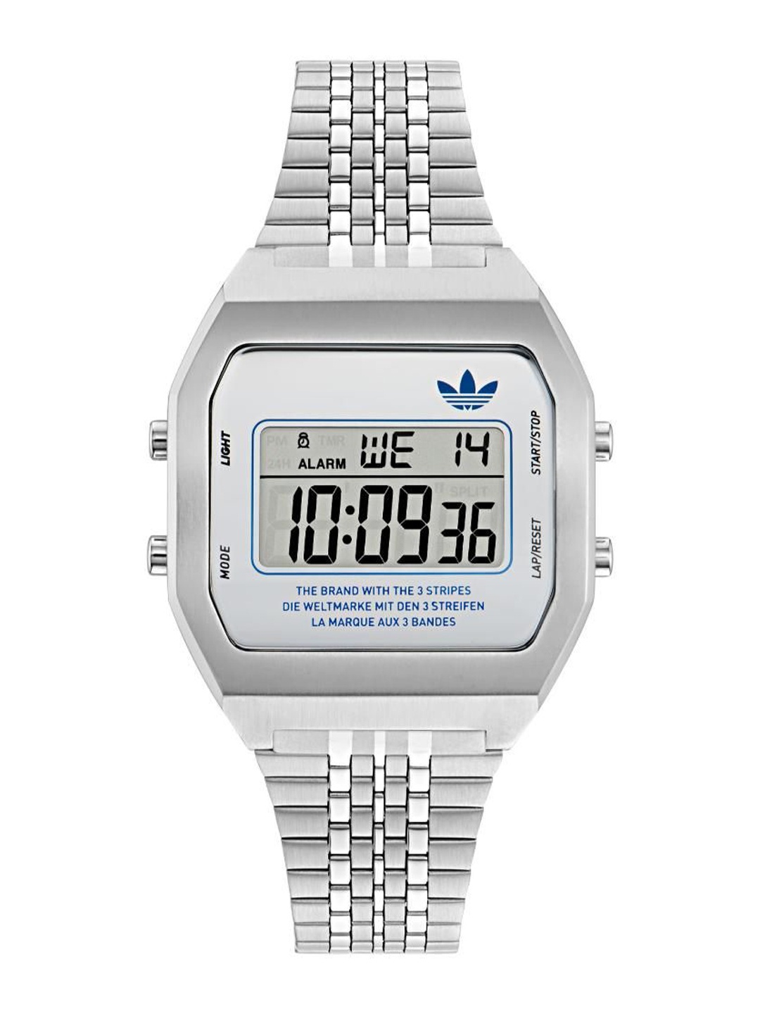 

ADIDAS Originals Unisex Brass Dial & Stainless Steel Bracelet Style Straps Digital Watch AOST23554, Grey