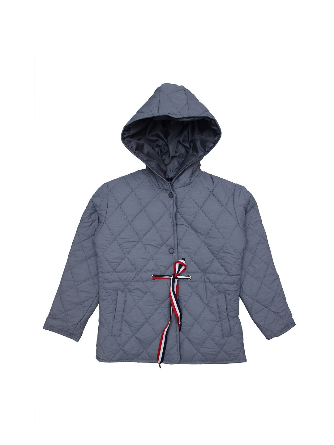 

White Snow Girls Quilted Jacket, Navy blue