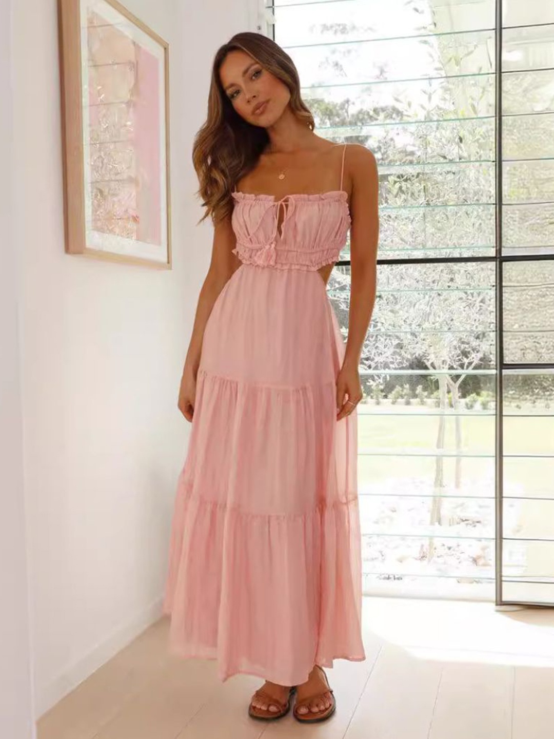 

StyleCast Chiffon Empire Midi Dress, Pink