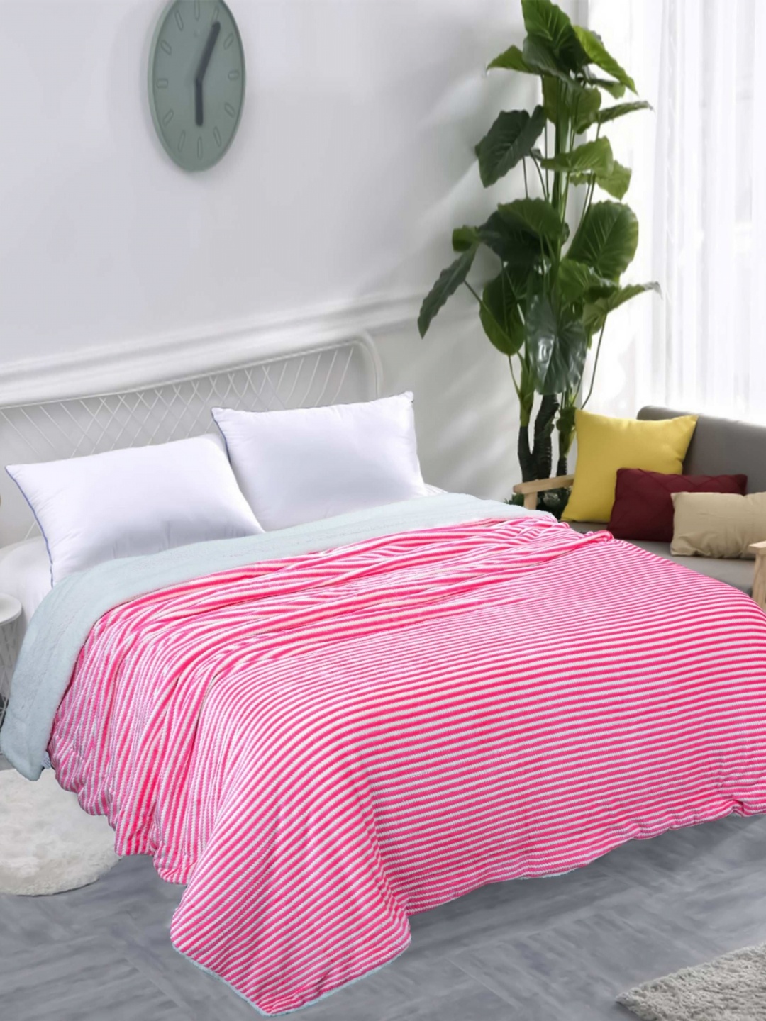 

bsb home Pink & White Heavy Winter 500 GSM Double Bed Blanket