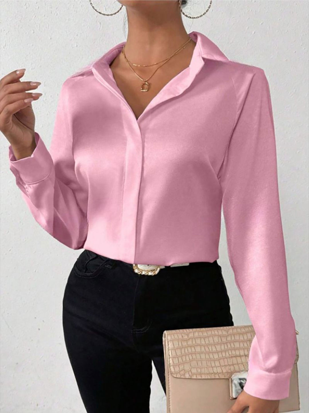 

StyleCast Women Classic Opaque Casual Shirt, Pink