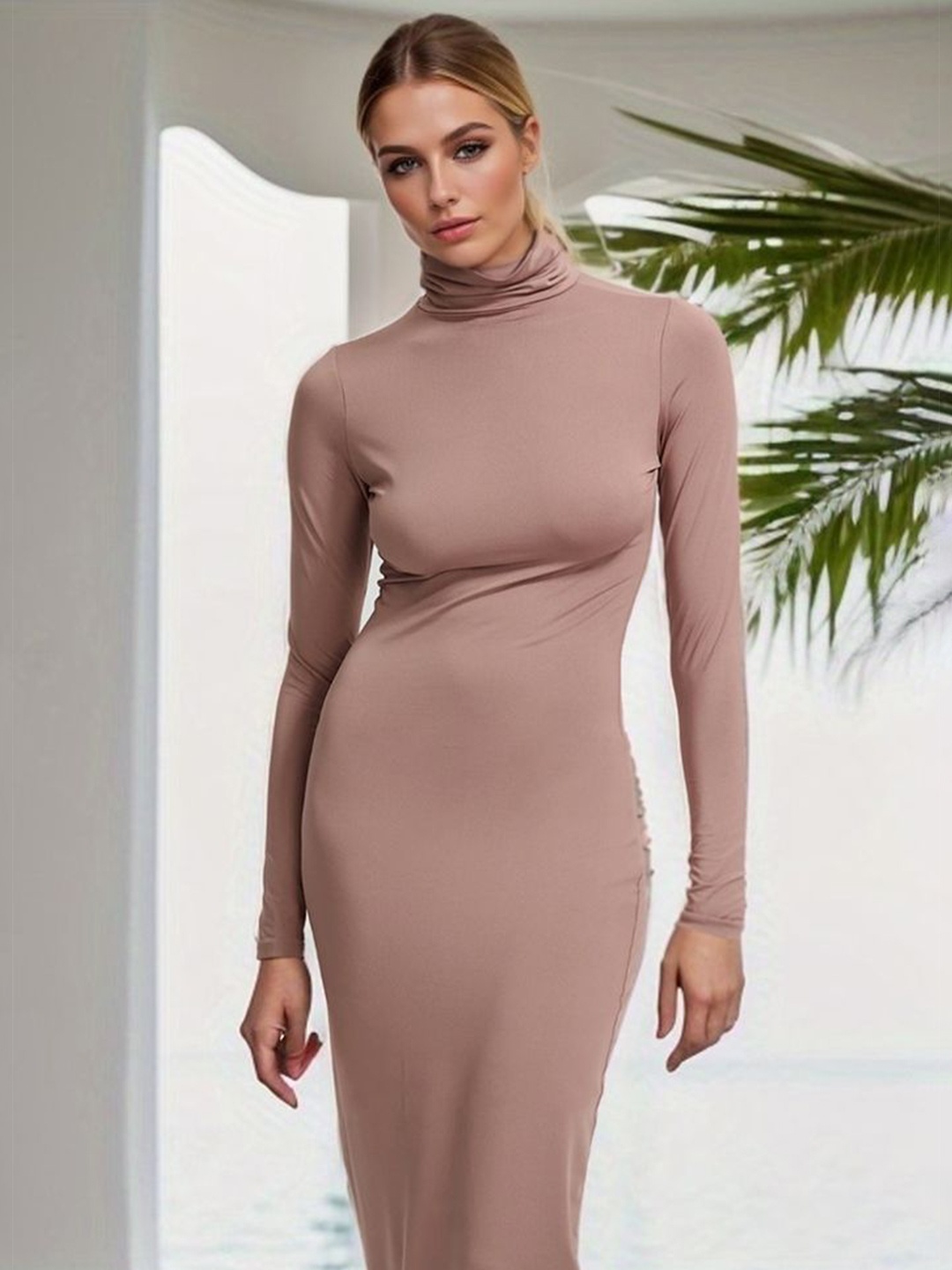 

LULU & SKY High Neck Maxi Dress, Nude