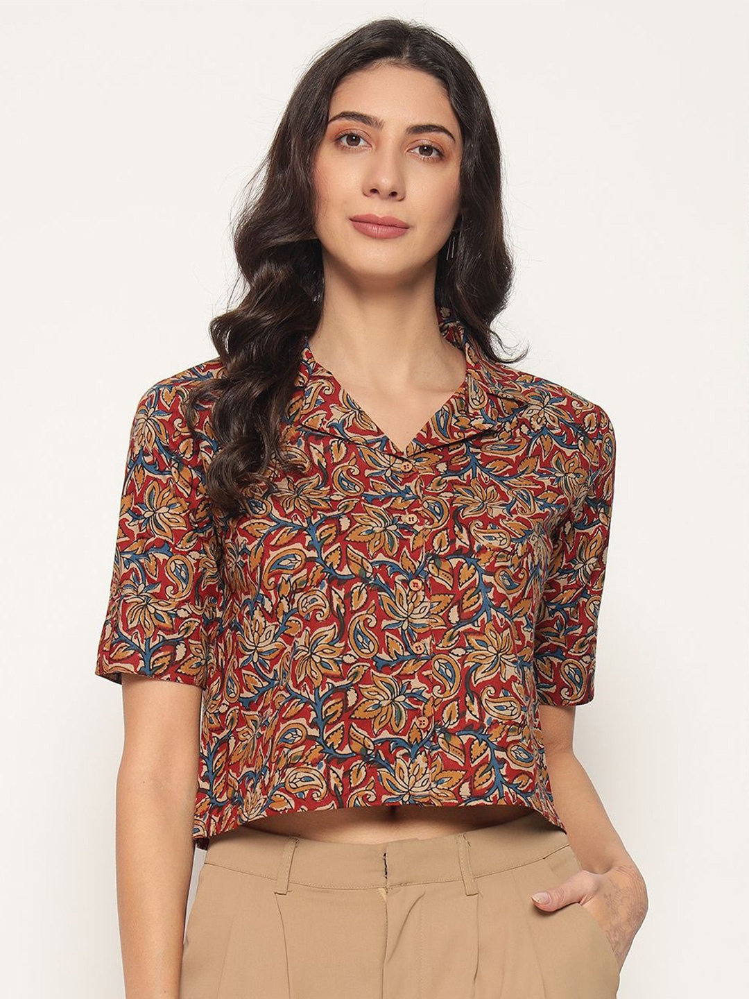 

PIDAVLIYA'S Print Cotton Top, Brown