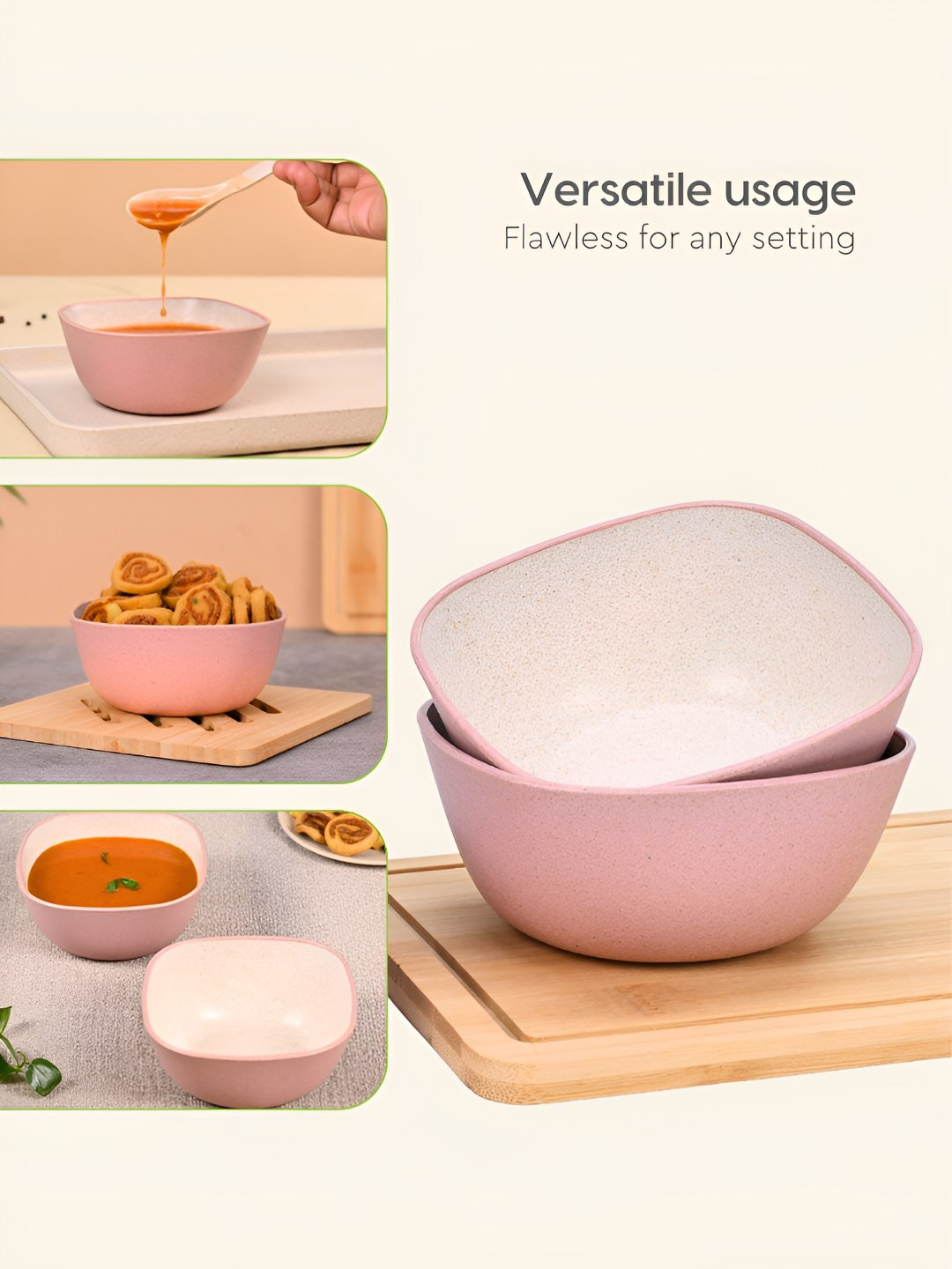 

eha Pink 2024 6 Pieces Microwave Safe Serving Bowl