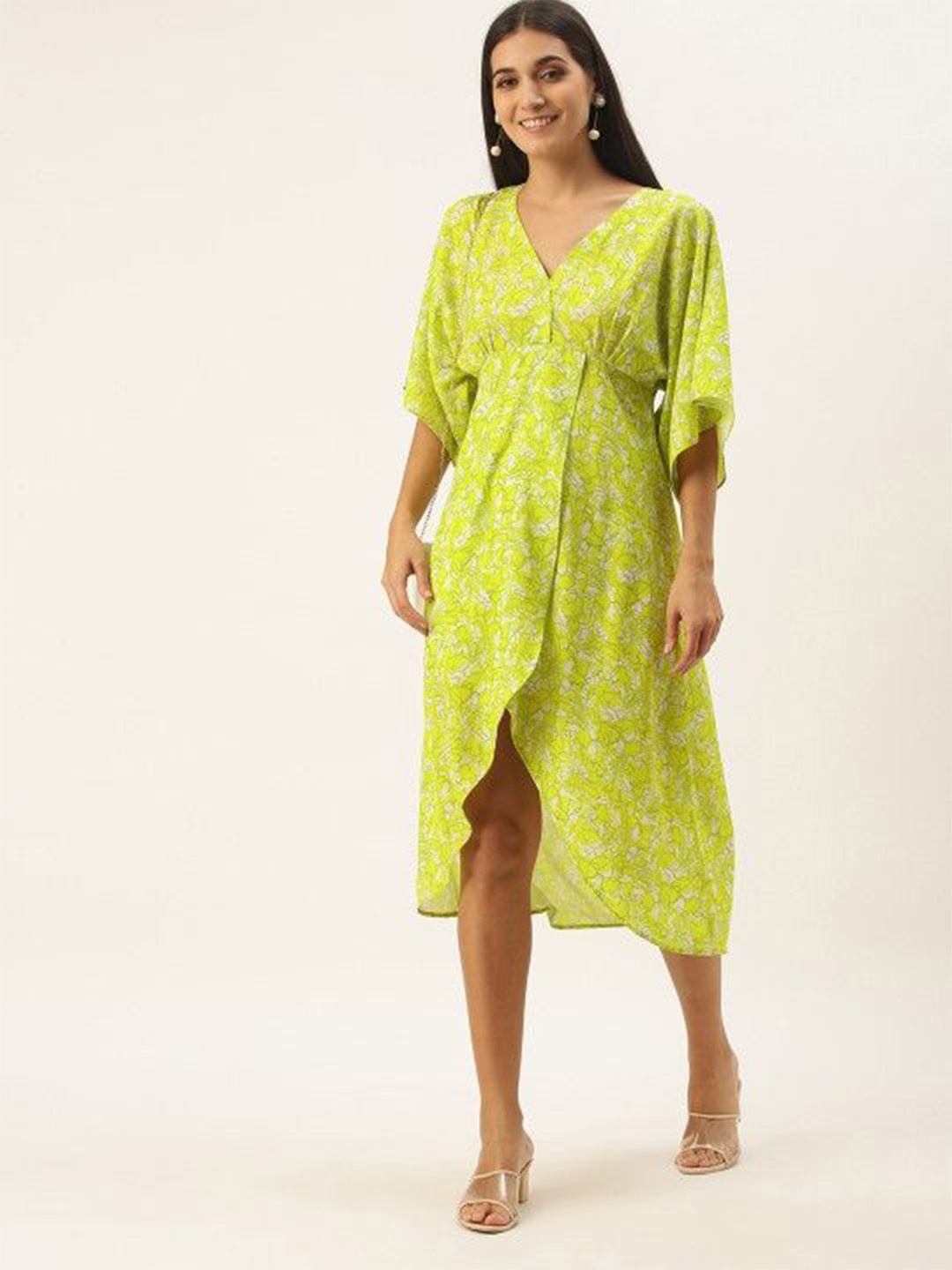 

MELOSO Floral Print Maxi Dress, Fluorescent green