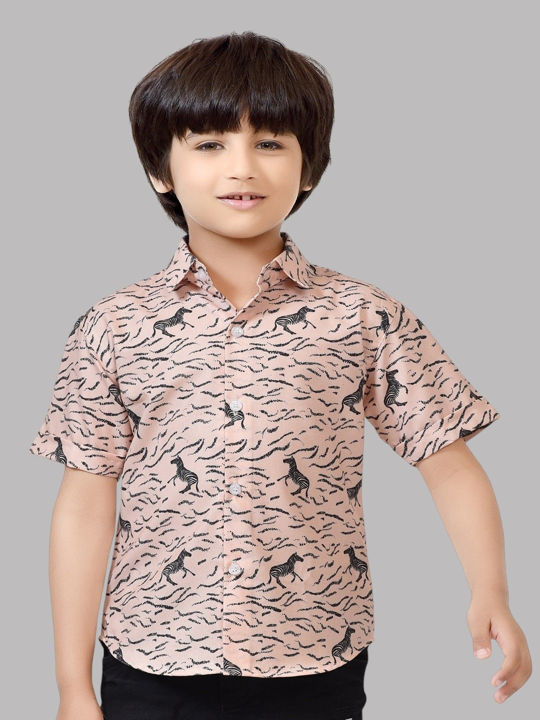 

BAESD Boys Comfort Opaque Printed Casual Shirt, Peach