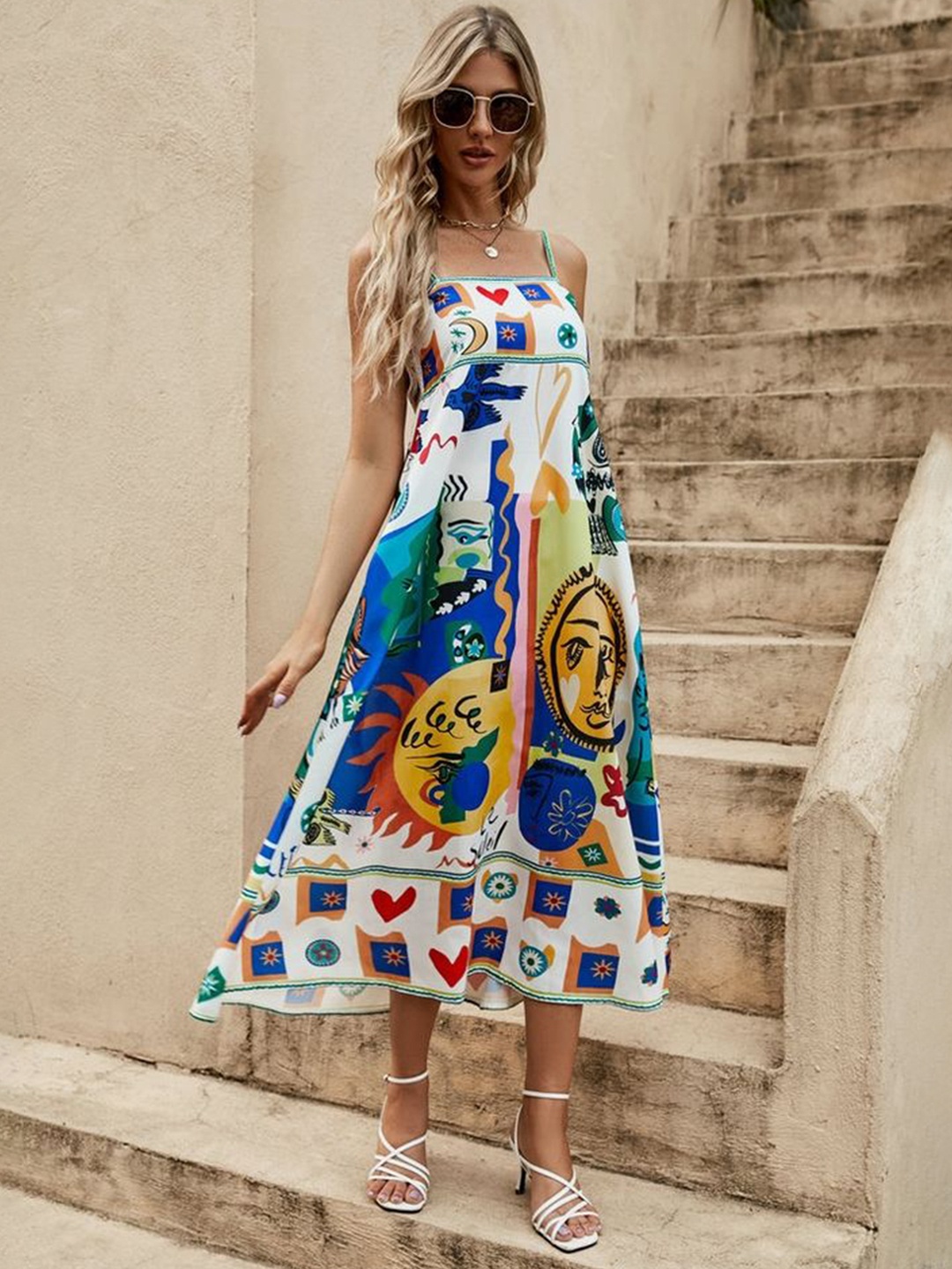 

LULU & SKY Printed A-Line Midi Dress, White