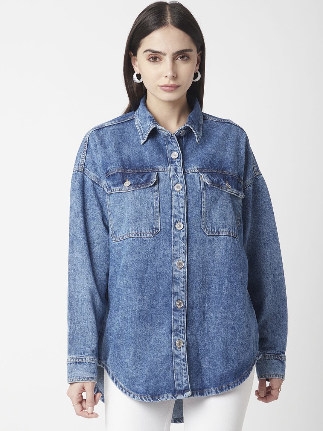 

R&B Women Washed Denim Jacket, Blue