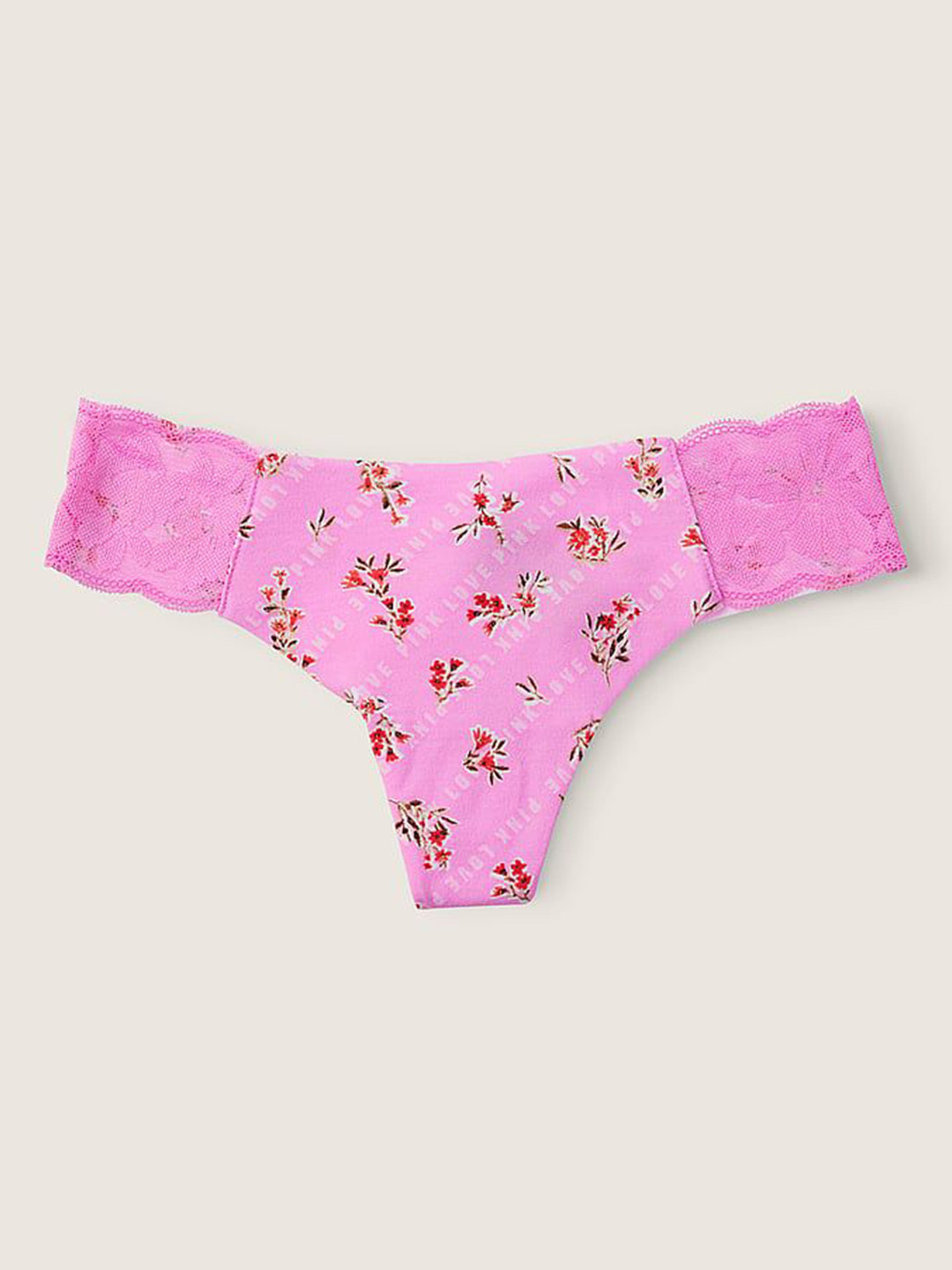 

Victoria's Secret Pink Floral Printed Low- Rise No-Show Thong Briefs 111991785OK8