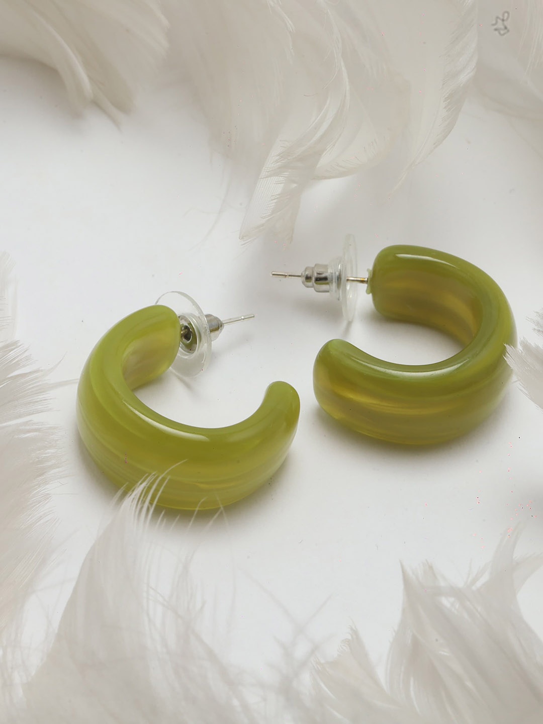 

Maansh Contemporary Half Hoop Earrings, Green