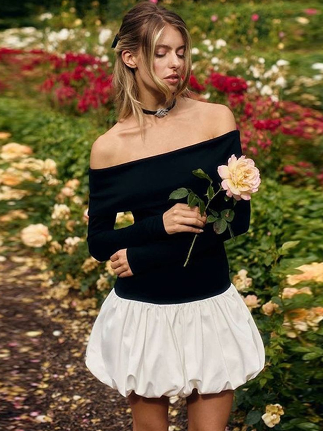 

LULU & SKY Women Off-Shoulder Balloon Dress, Black