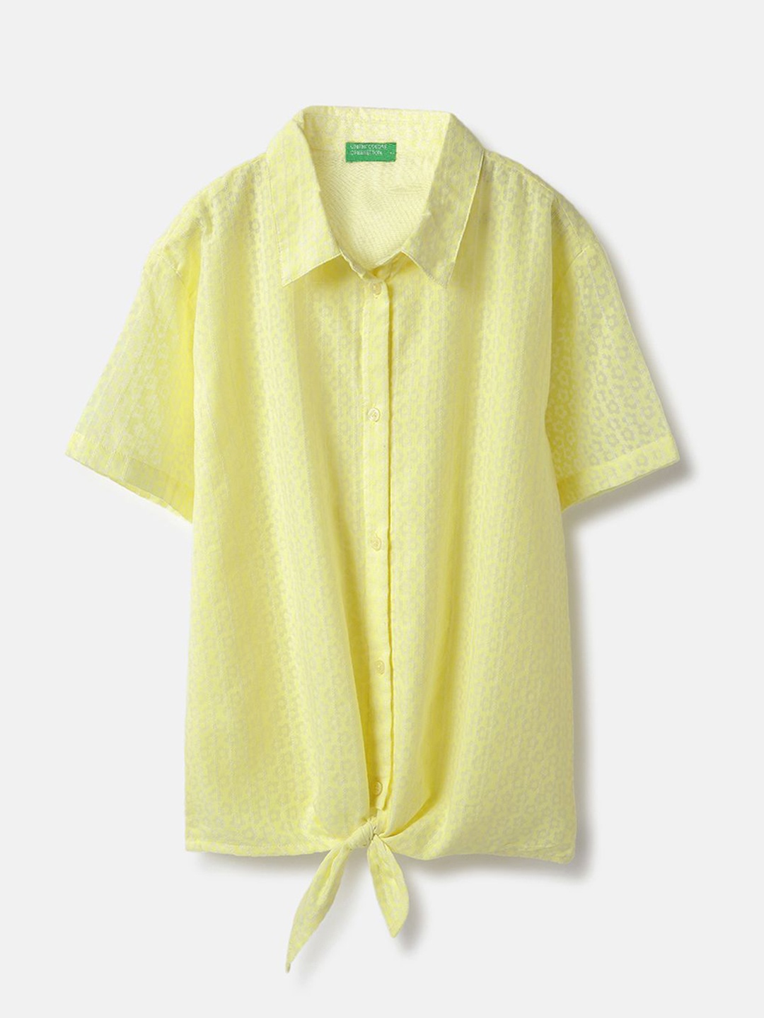 

United Colors of Benetton Girls Opaque Printed Casual Shirt, Yellow