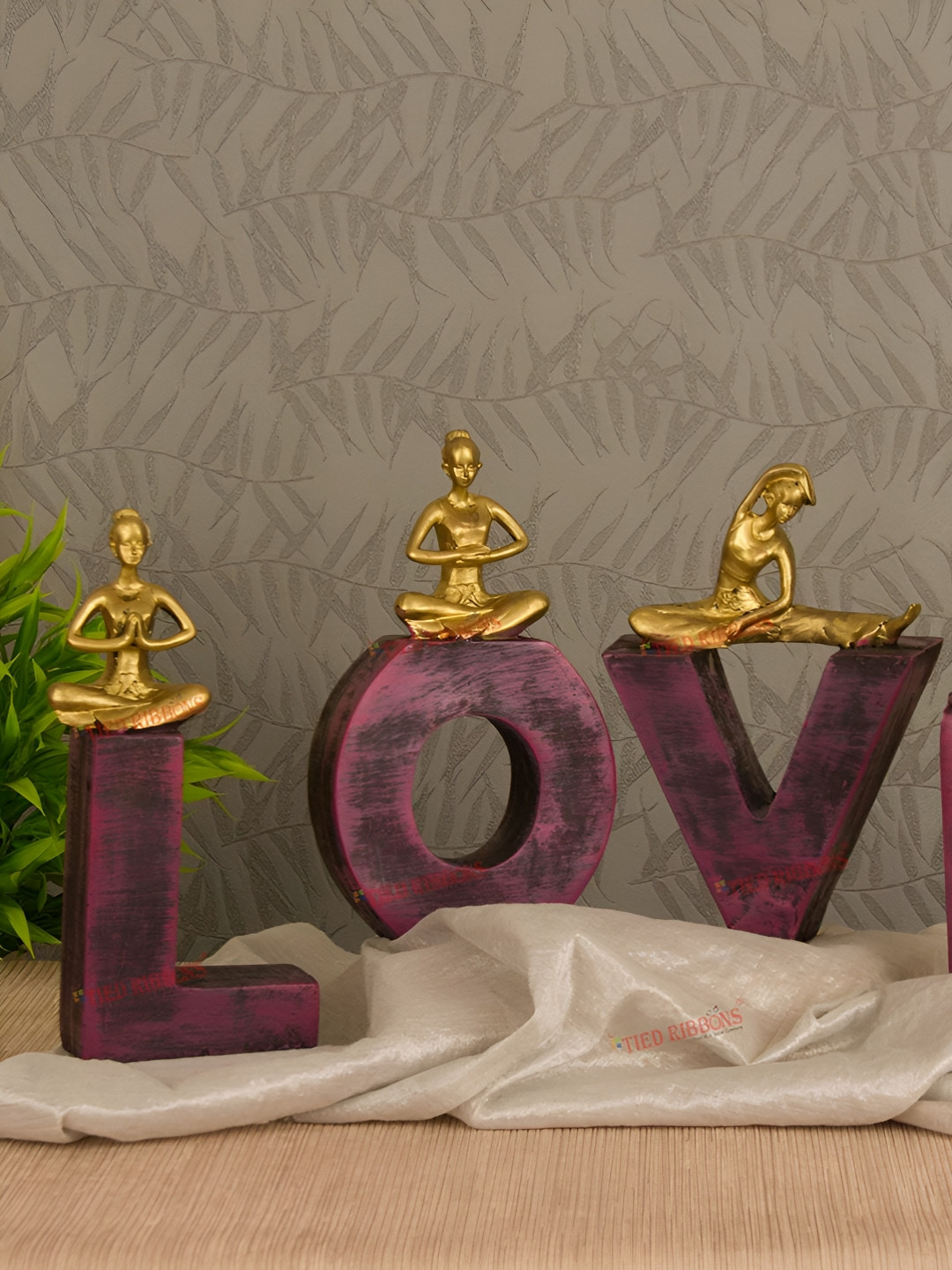 

NAYRA HANDICRAFTS Brown 4 Pcs Yoga Lady Top up Poses Sculpture Figurine Showpiece