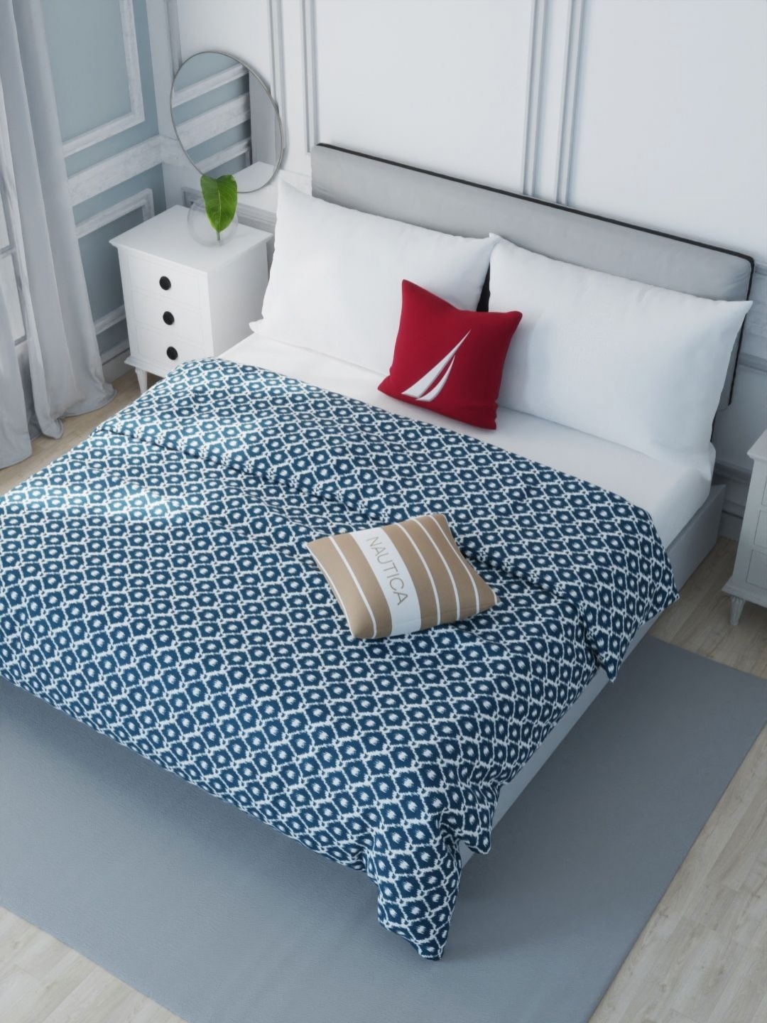 

Nautica Blue & White AC Room 120 GSM Double Bed Dohar