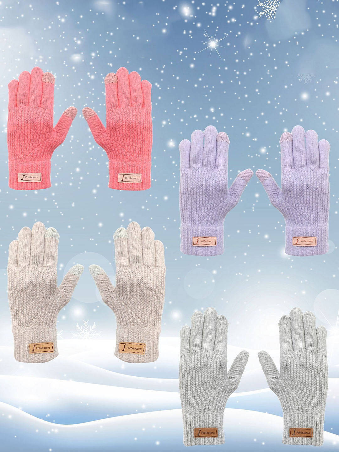 

FabSeasons Women Acrylic Winter Gloves, Pink
