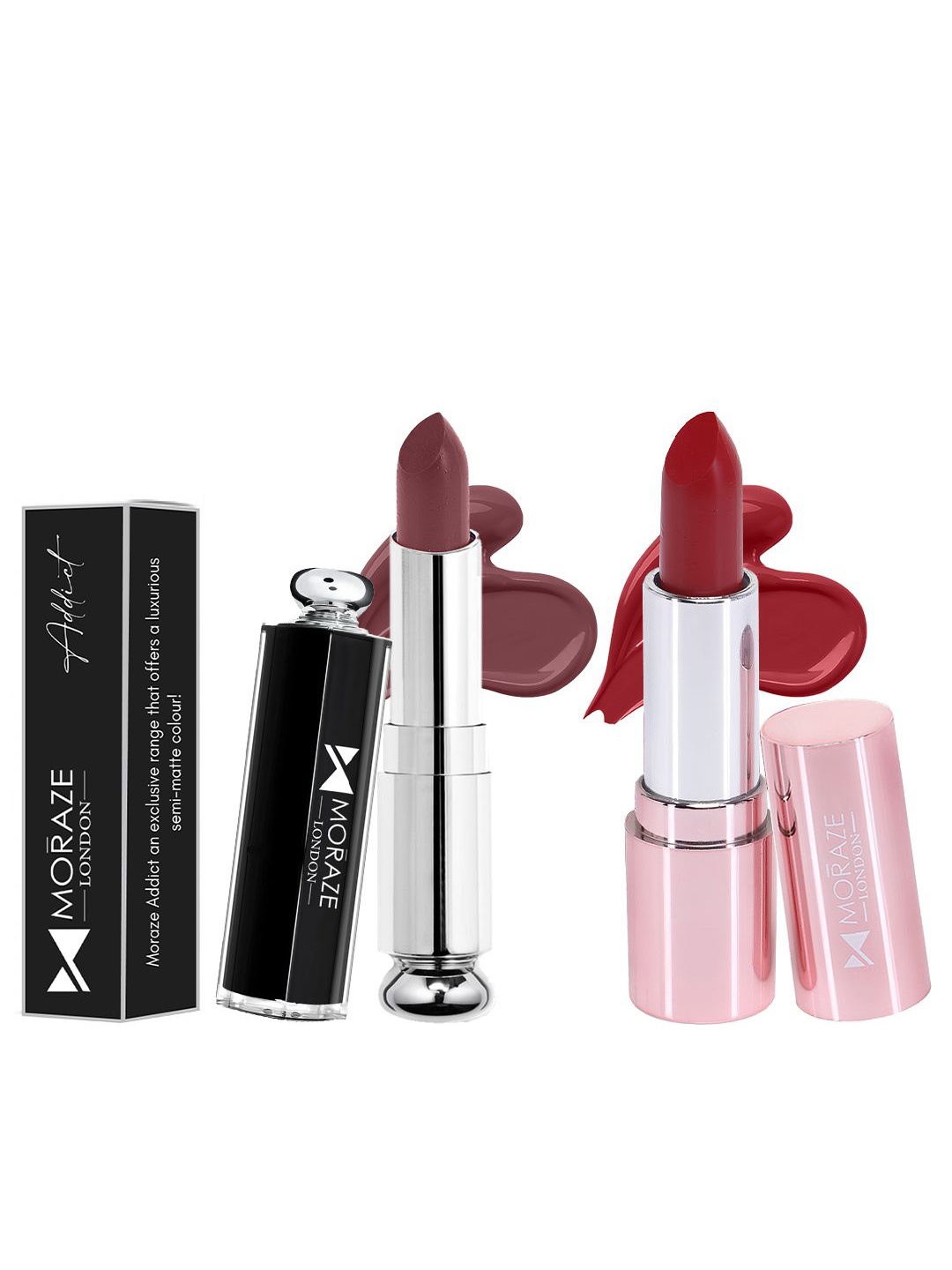 

Moraze Set Of 2 Long Lasting Matte Lipstick - 4.1 g Each - Cappucino-Queen Power, Red