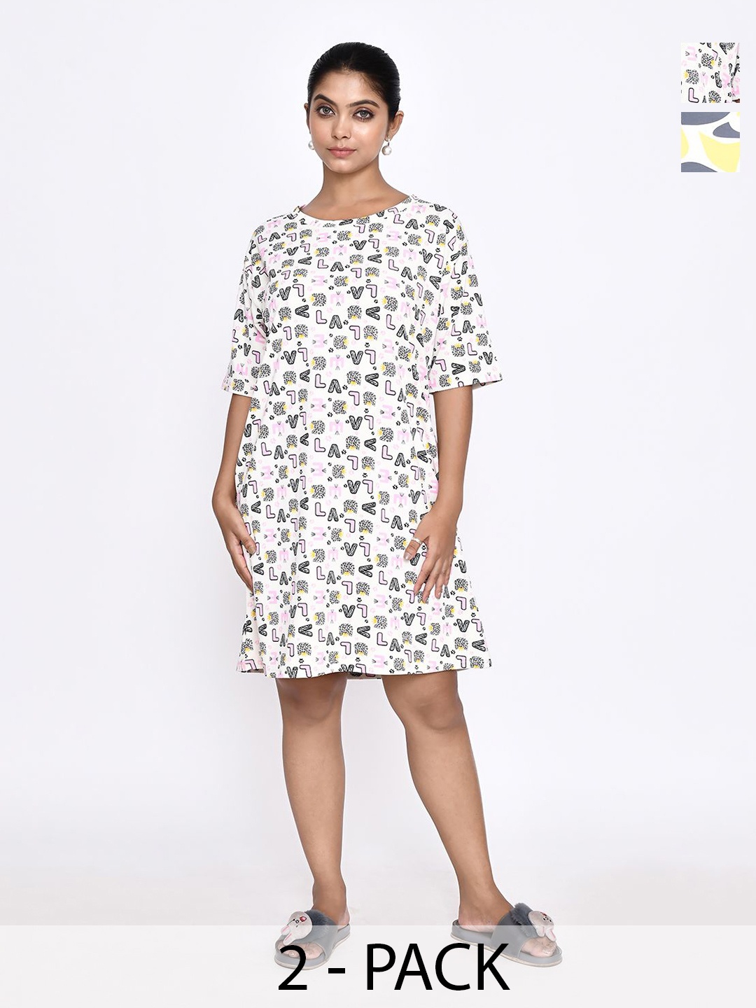 

RAPL Printed Nightdress, Yellow