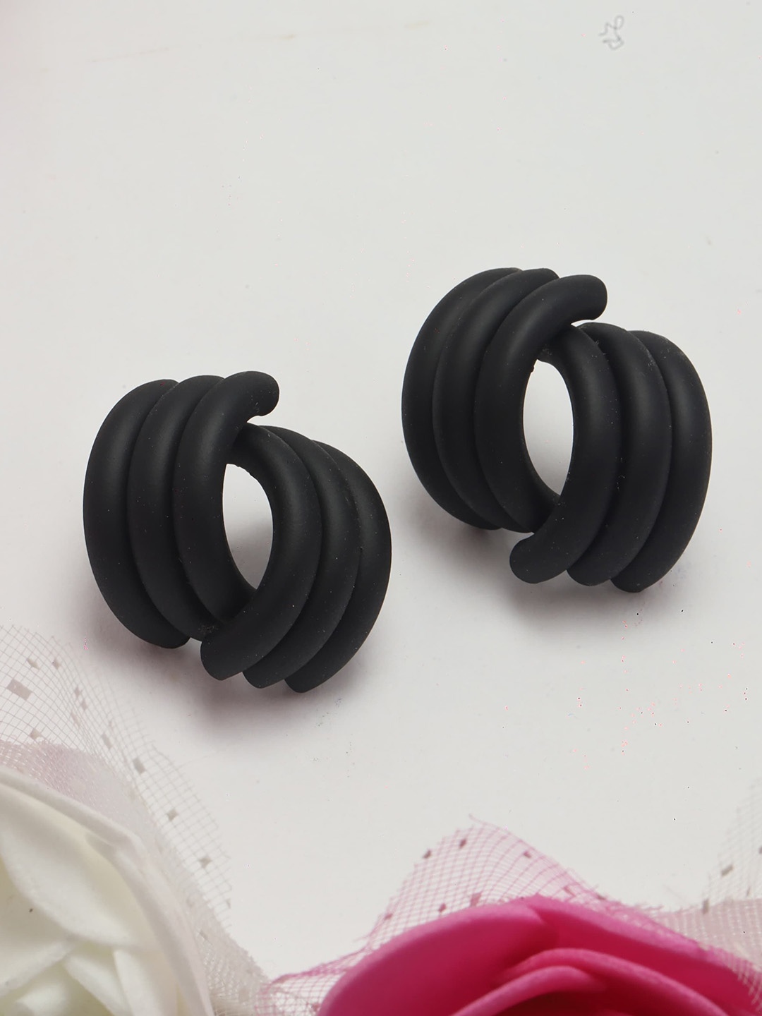 

Maansh Contemporary Studs Earrings, Black