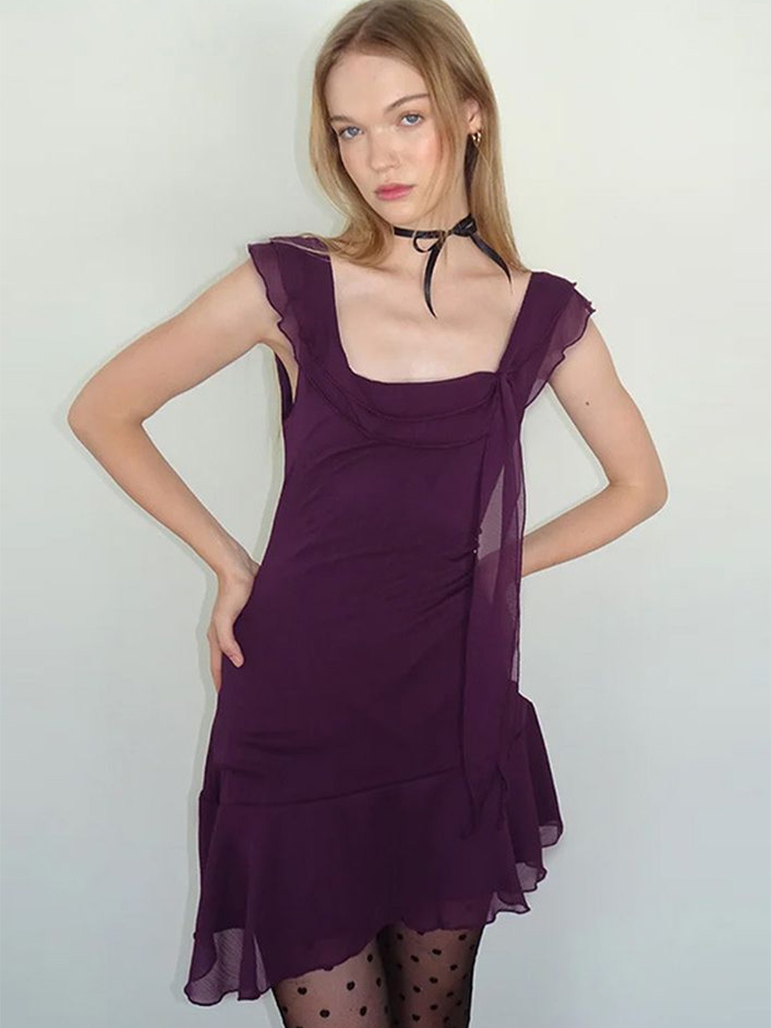 

LULU & SKY Square Neck Drop-Waist Mini Dress, Purple