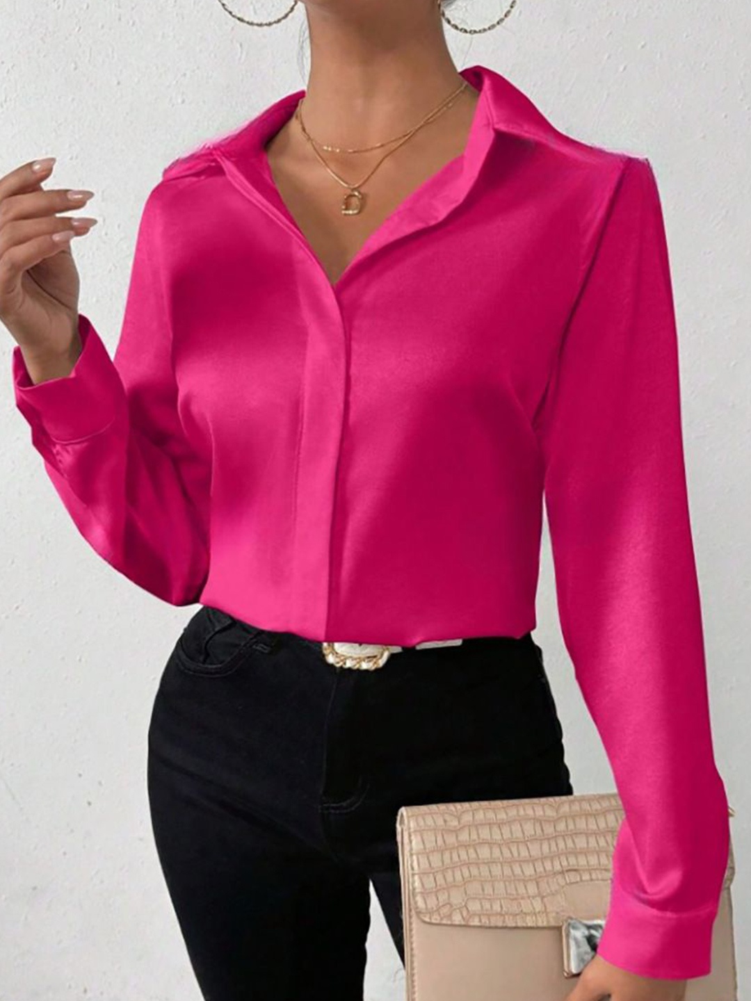 

StyleCast Women Classic Opaque Casual Shirt, Fuchsia