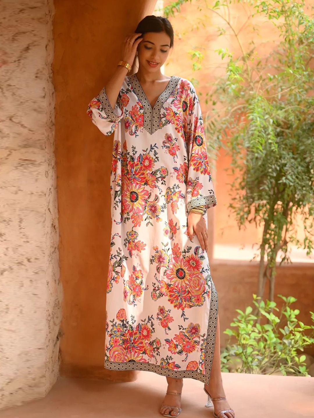 

Aditi Wasan Floral Print Maxi Dress, White