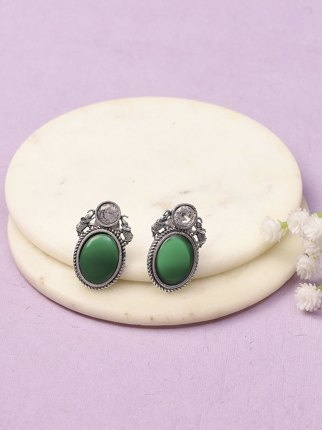 

Rangriti Contemporary Studs Earrings, Green