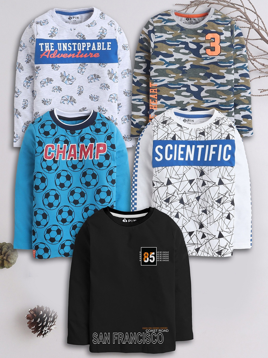 

3PIN Boys 5 Printed T-shirt, Multi