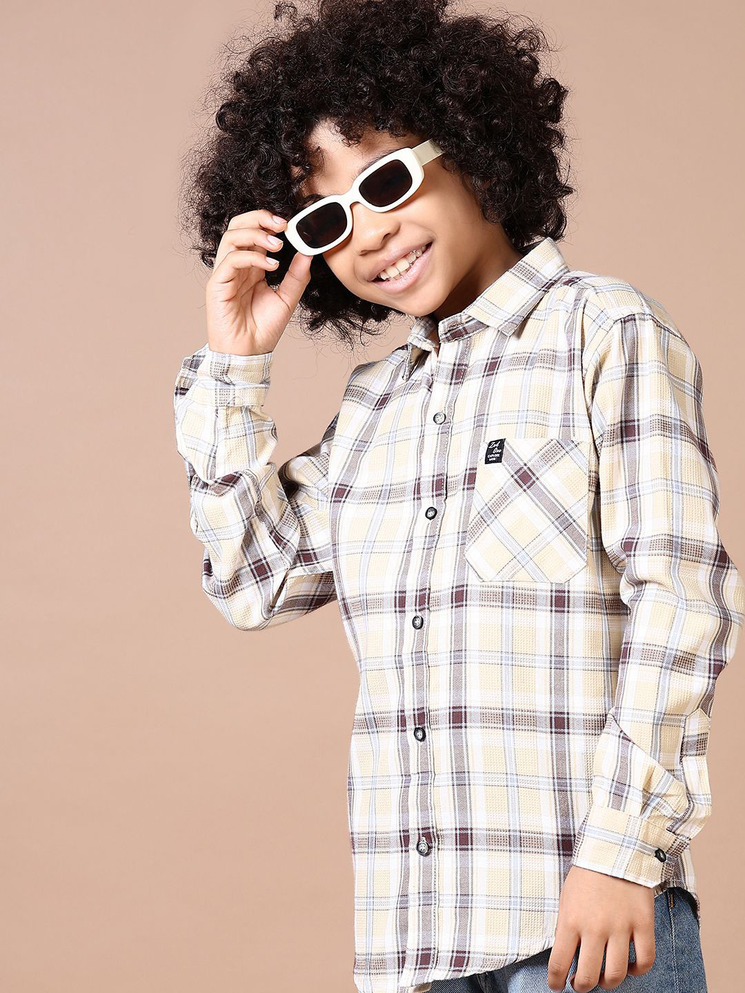 

V-Mart Boys Opaque Checked Casual Shirt, Mustard