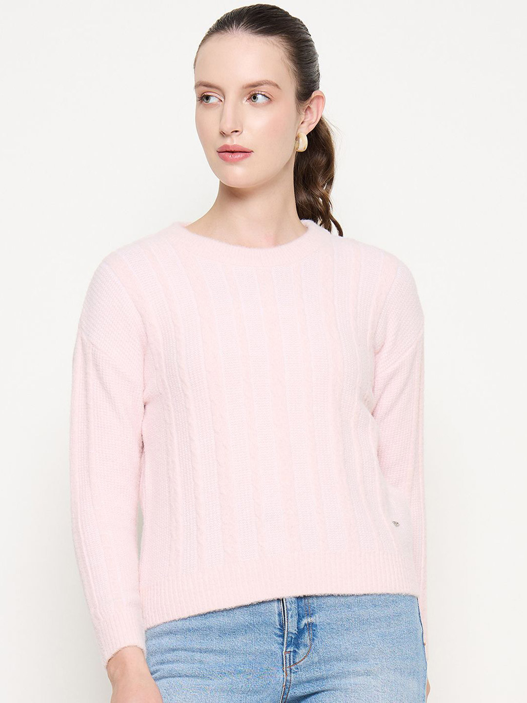 

Duke Women Striped Crop Pullover, Pink