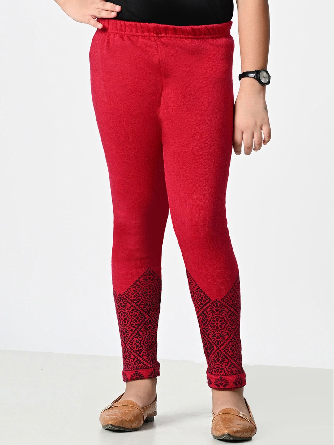 

BAESD Girls Woolen Printed Ankle Length Leggings, Magenta