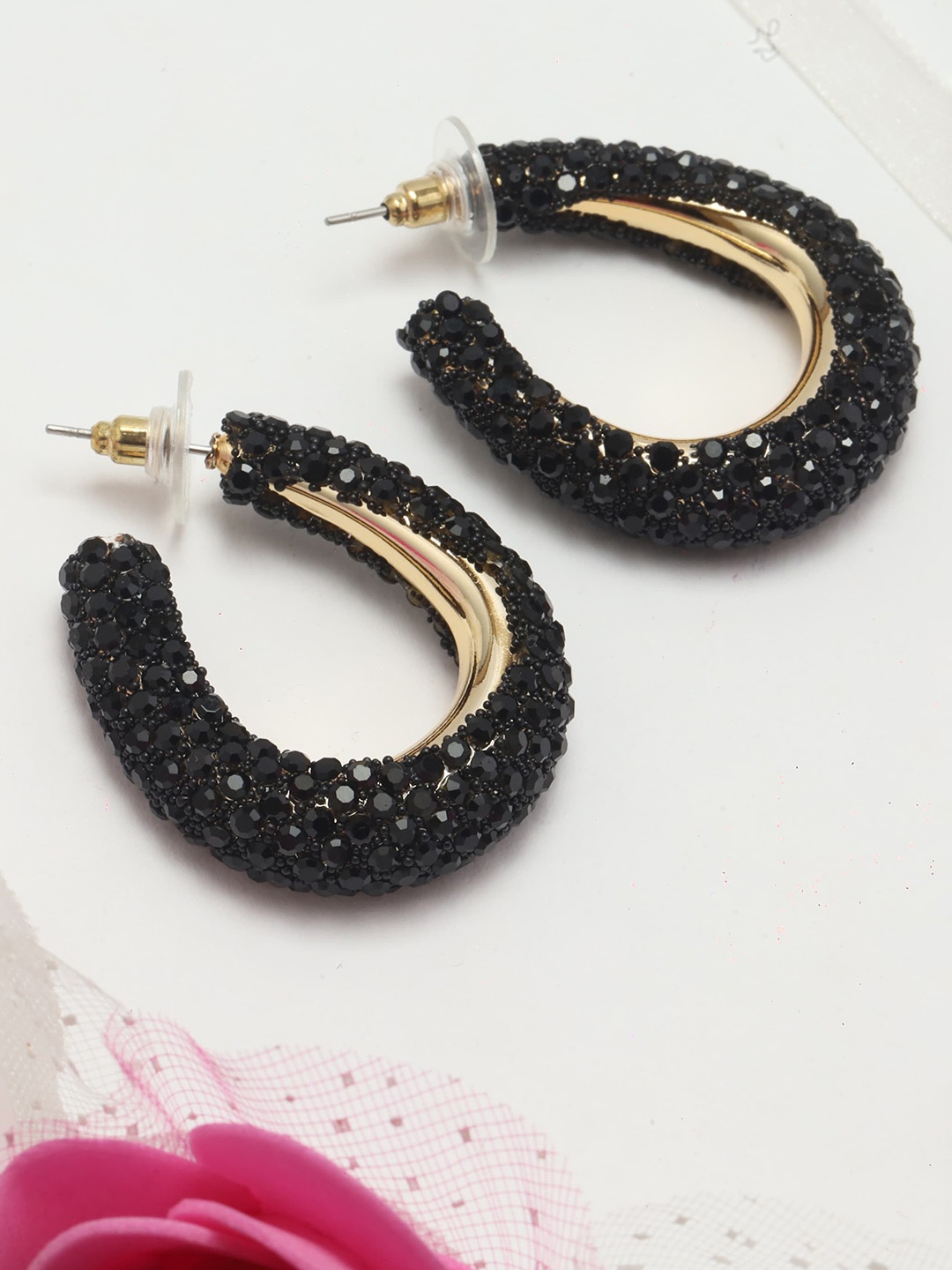 

Maansh Contemporary Drop Earrings, Black