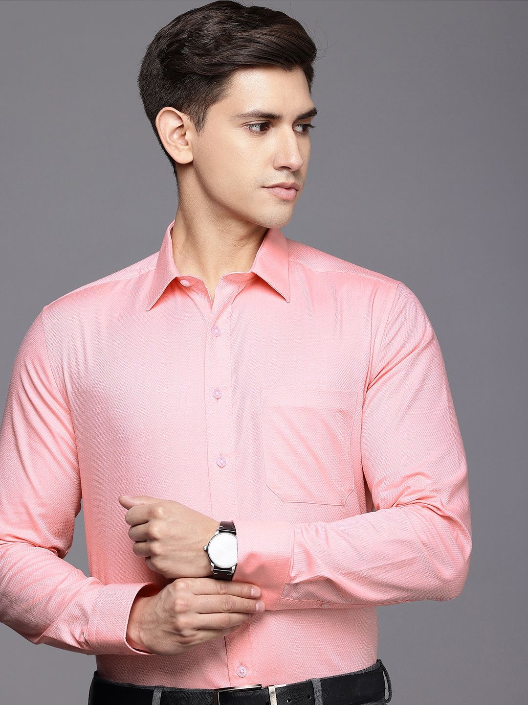 

Louis Philippe Slim Fit Pure Cotton Formal Shirt, Pink