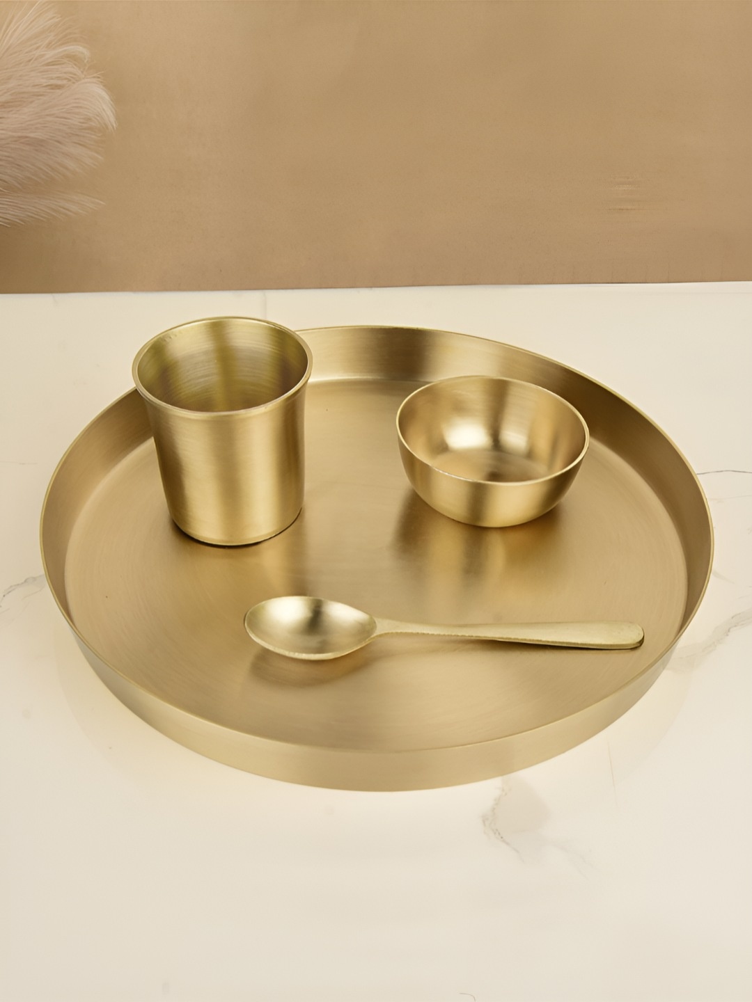 

StyleMyWay Gold-Toned 2025 4 Pieces Brass Easy to Clean Dinner Set of