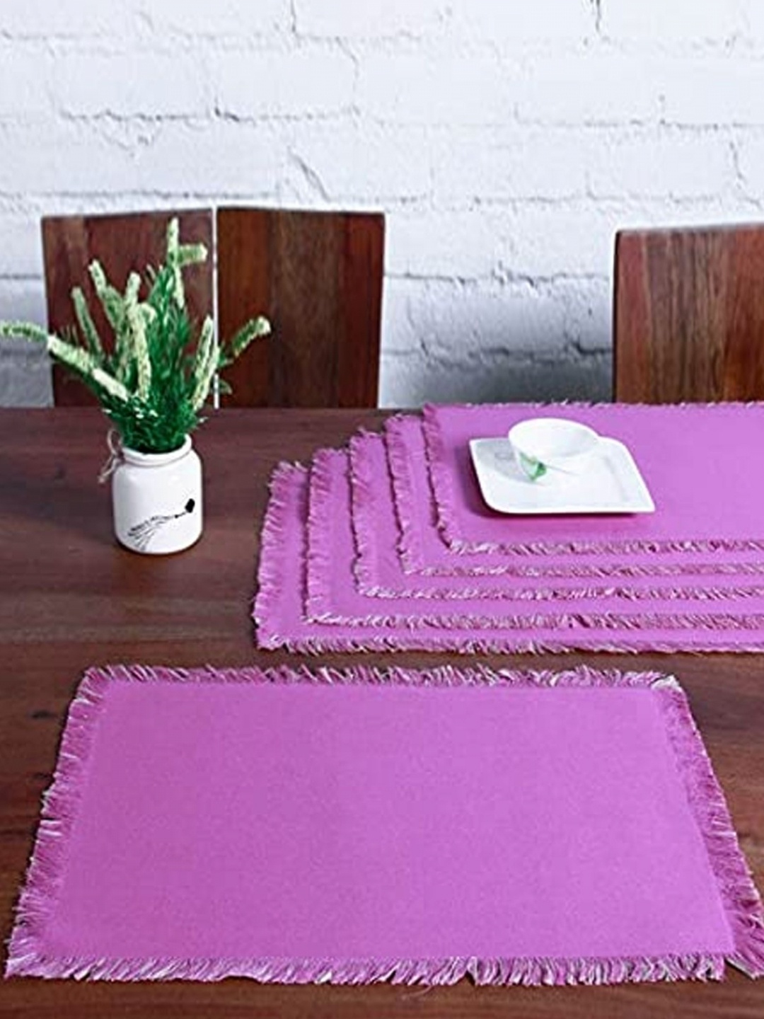 

Lushomes Purple & Beige 6 Pieces Cotton Table Placemats