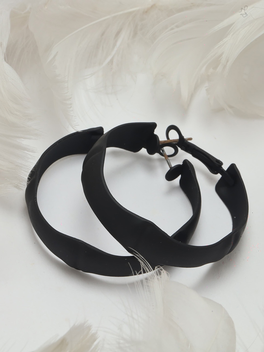 

Maansh Contemporary Hoop Earrings, Black