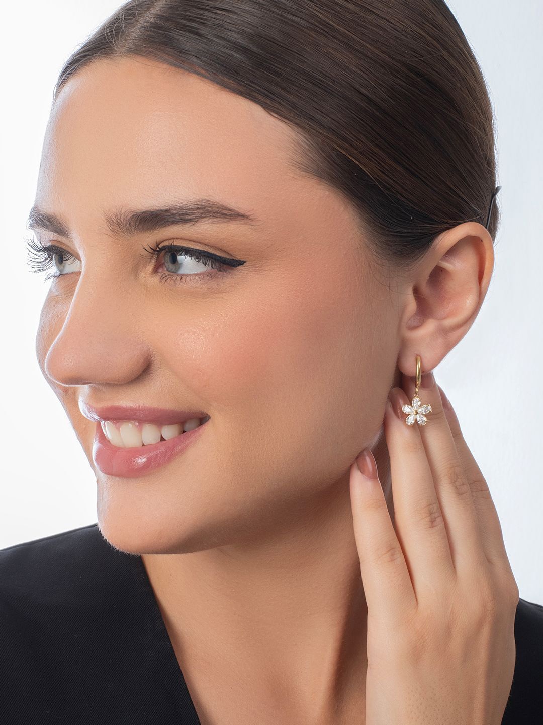 

Elinor Jewels Floral Drop Earrings, Gold