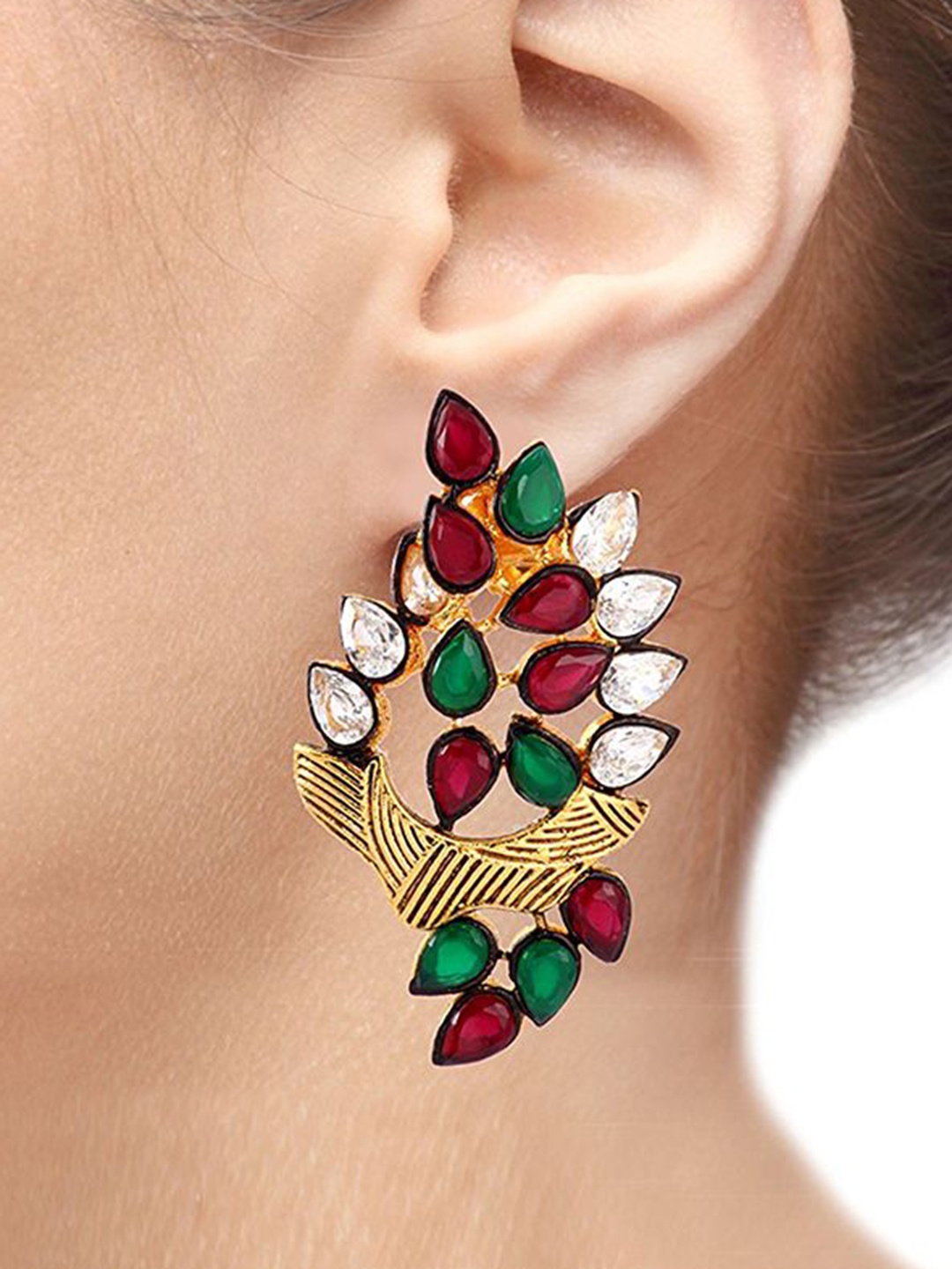 

ZIVOM Floral Studs Earrings, Maroon