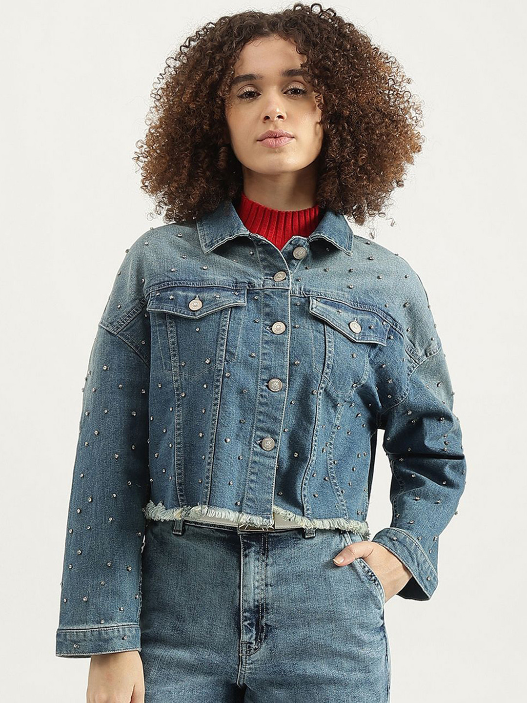 

United Colors of Benetton Women Washed Denim Jacket, Blue