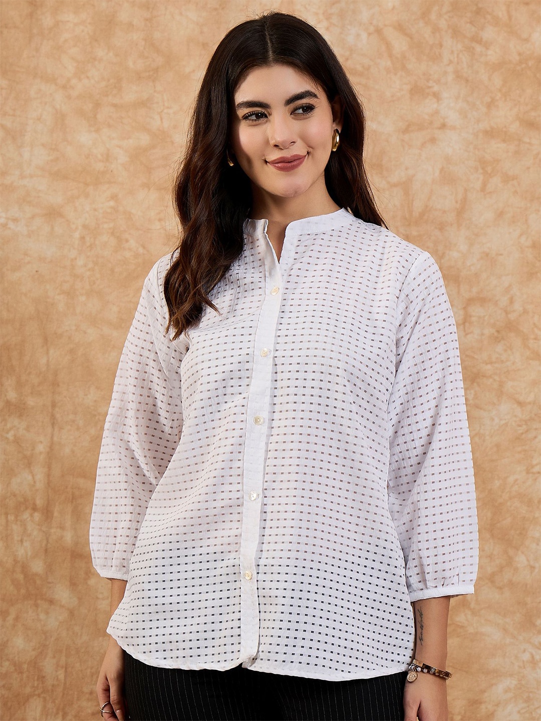 

Anouk Women Geometric Printed Casual Shirt, White