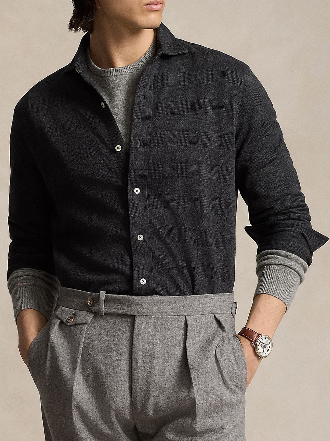 

Polo Ralph Lauren Pure Cotton Spread Collar Long Sleeve Shirt, Grey